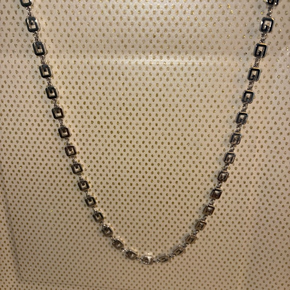 Givenchy G Logo Authentic Silver Fashion Necklace 15” France Signed - Picture 3 of 4